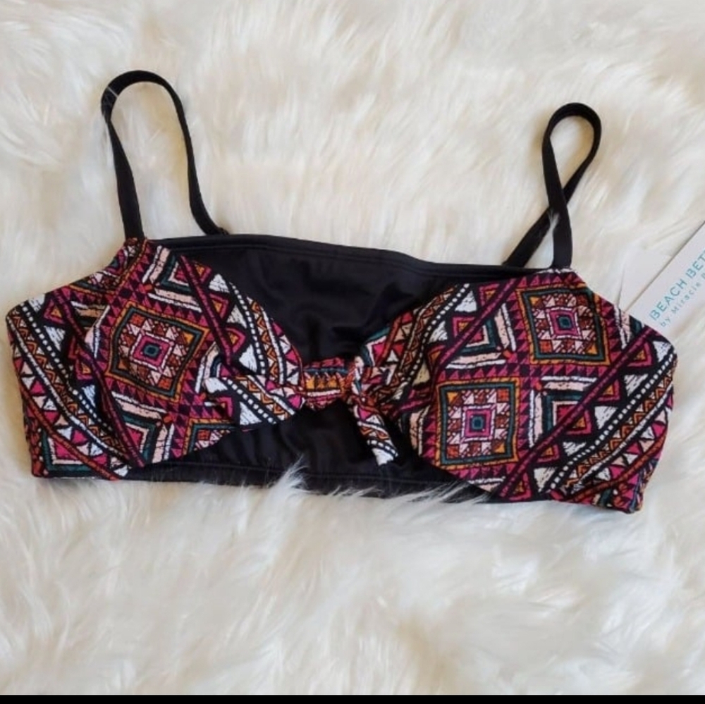 New Women's Large Slimming Control Tie Front Bikini Top by Beach Betty